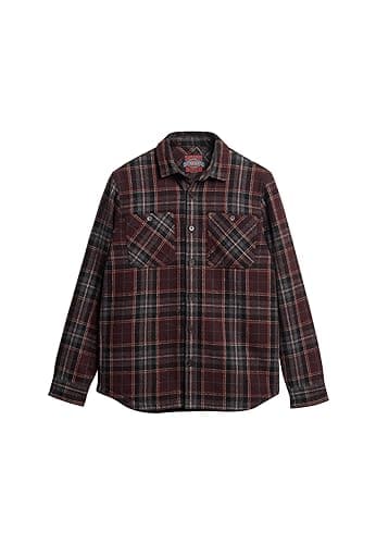 Image of Superdry Merchant Quilted Overshirt R2-L/S Shirt (M) for Men, Chocolate Brown Picture, L