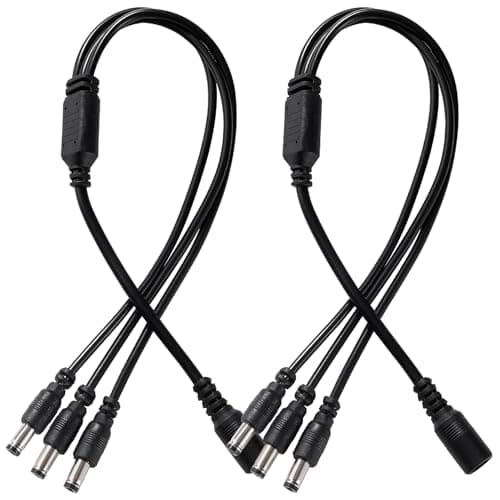 Image of KUOQIY 2 PCS 5.5x2.1 mm 5-24 V 1 Female to 3 Male DC Power Splitter Cable, 3 Way DC Power Cable, Camera Splitter Cables, for CCTV Cameras, LED Light Strip, Router and More