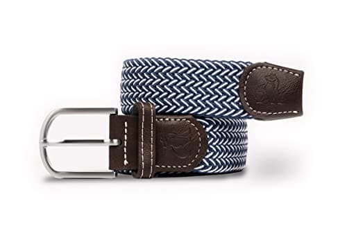 Image of SWOLE PANDA Recycled Woven Belt - Elastic Stretch Belt for Men and Women, Navy Fine Weave