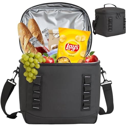 Image of Bordlite 15L Insulated Cooler Bag Black – Leakproof Large Lunch Bag with Waterproof Lining, Thermal Insulation, Adjustable Shoulder Strap, Picnic Travel Cooler for Food & Drinks