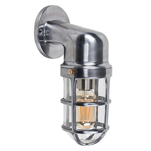 Image of MiniSun | Stylish Nautical Design Polished Aluminium Metal Wall Fisherman Lantern | Outdoor Wall Lights, Home Décor & Improvement Essential | Mains Wired