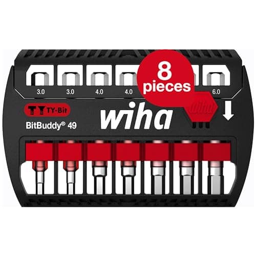 Image of Wiha BitBuddy® T‑Shaped Hexagonal Bits Set – 49 mm, 8 Pieces 1/4" E6,3 (42114)