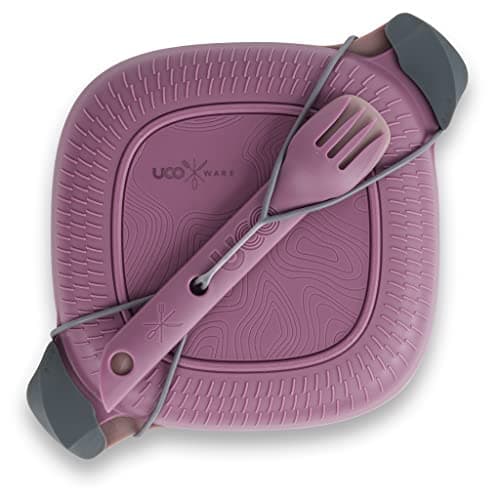 Image of UCO ECO 5-Piece Camping Mess Kit with Bowl, Plate, Switch Spork Utensil Set - Plum Purple