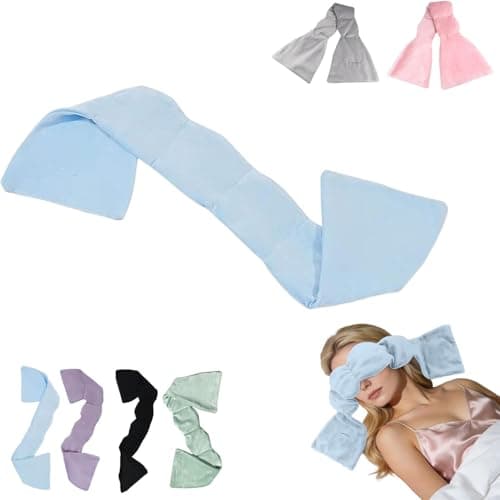 Image of Weighted Eye Mask, Relaxing Eye Cover, Sleep Mask Blackout Eye Cover with Glass Beads, Double-Sided Fleece Headband for Home and Travel, Double-Sided Use, Weight Long-Compact (Blue)
