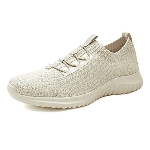 Image of konhill Womens Slip On Trainers Comfortable Breathable Walking Shoes Lightweight Ladies Tennis Sneakers 6.5UK Beige