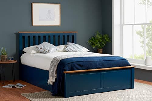 Image of Birlea, 135cm Phoenix Ottoman Bed Navy Blue, Engineered Wood, Double
