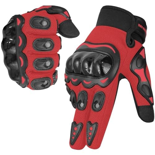 Image of WESTWOOD FOX Motorbike Gloves for Men and Women, Full finger Touchscreen Motorcycle Gloves for BMX MX ATV MTB Riding, Hunting, Climbing, and Outdoor Sports (RED, 2XL)