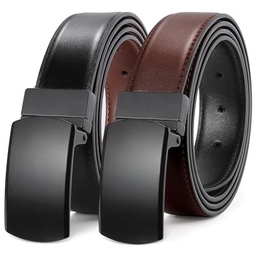 Image of LEACOOLKEY Men's Belt Leather Reversible Belt for Men 1.3" Mens Dress Belt For Presents Casual Pants, Trim to Fit