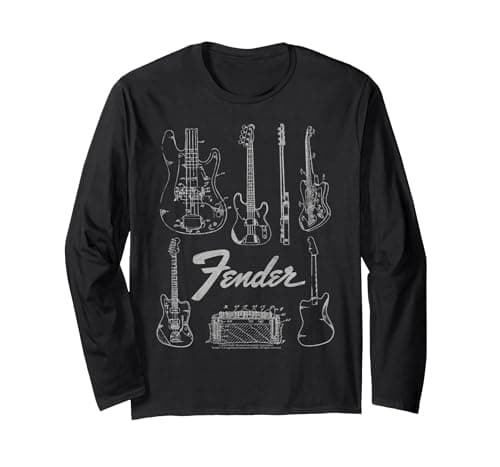 Image of Fender Guitars & Amp Logo Long Sleeve T-Shirt, Adult Unisex, Black, Medium