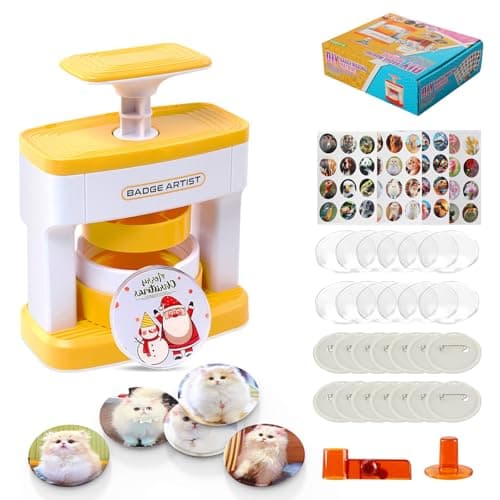Image of Domigard Badge Maker for Kids,55mm(2.16 inch) DIY Pin Button Maker Machine Badge Punch Press Kit with 48 pcs Parts Pictures Circle Cutter, Badge Making Kit for School Projects Festive Activities