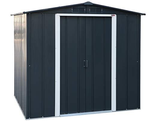 Image of Duramax ECO 6 x 6 (3.33 m2) Metal Garden Storage Shed, Hot-Dipped Galvanized Metal Garden Shed, Tool Storage Shed, Strong Reinforced Roof Structure, Maintenance-Free Metal Shed, Anthracite