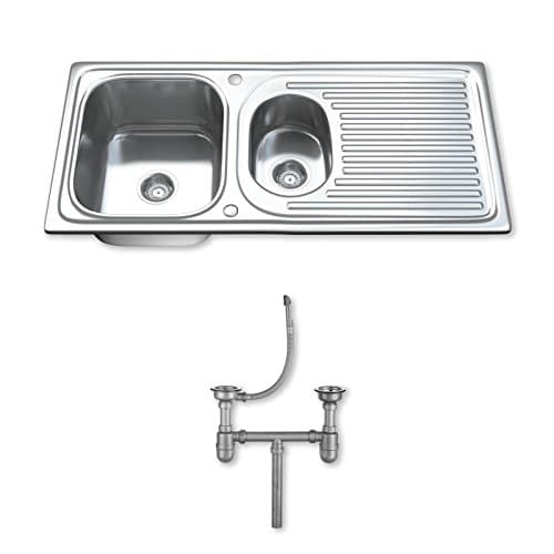 Image of Dihl 1.5 One & Half Bowl Stainless Steel Kitchen Sink with Drainer & Waste 1502