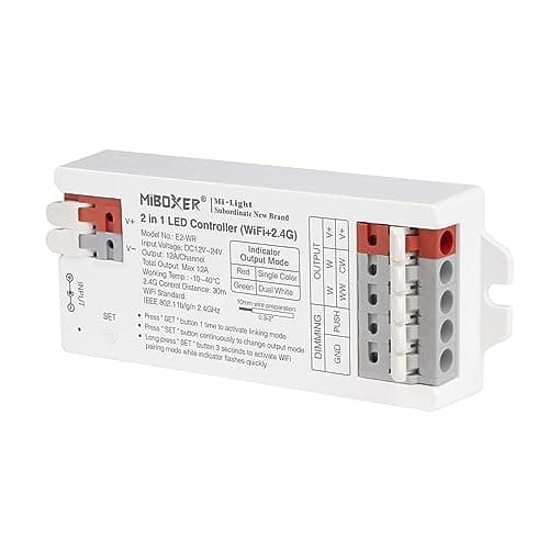 Image of LIGHTEU®, Milight Miboxer 2 in 1 LED Strip Controller (WiFi+2.4G) dual white and single color, Tuya Smart Amazon Alexa and Google home voice control bluetooth 4.2, E2-WR