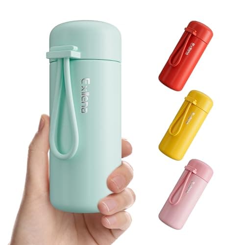 Image of Exllena Small Flask 150ml Made of 304 Stainless Steel, Double Wall Vacuum Insulation for Hot&Cold Drinks, Mini Flask with Carry Handle - 100% Leakproof(Mint)