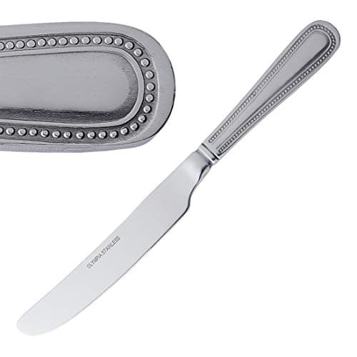 Image of Olympia Bead Stainless Steel Table Knives (Pack of 12), Silver, 225(L)mm, Dinner Knife Set, High Polished 18/0 Stainless Steel, Beaded Border Solid Handle Design, Commercial & Home Use, C125