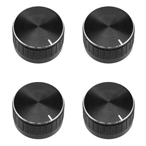 Image of sourcing map 4Pcs 30x17mm Aluminium Alloy Potentiometer Volume Control Rotary Knob Knurled Shaft Hole Black,for 6mm Diameter Shaft Guitar Volume Knob.