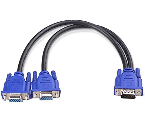Image of TB® VGA Splitter Cable Converter Adapter Dual VGA Monitor Y Cable 1 Male to 2 Female Adapter Converter Video Cable for Screen Duplication Dual Screen (0.3 Meters)