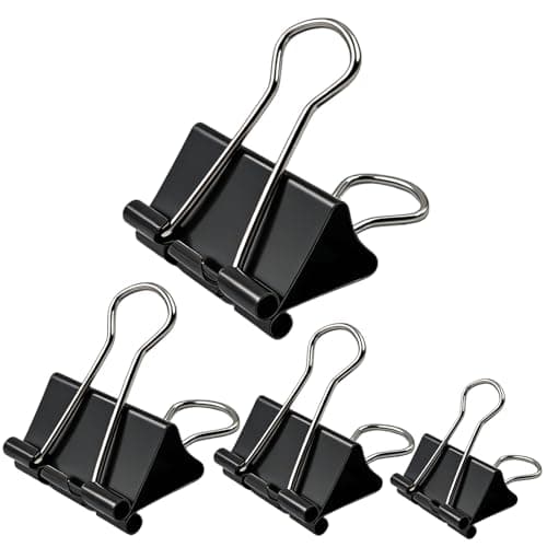 Image of 100 Pcs Binder Clips Black, Assorted Size Foldback Clips 32mm 25mm 19mm 15mm Metal Bulldog, Paper Clips Clamps Clips for Office Supplies, Home, Kitchen, Shops, School Document Organizing (Black)