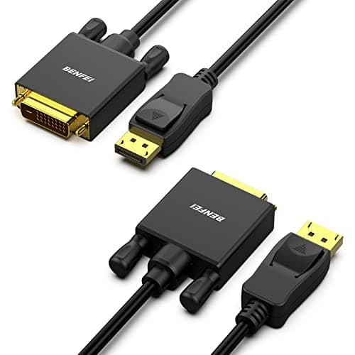 Image of BENFEI DisplayPort to DVI Adapter 1.8M Cable 2 Pack, Male to Male Gold-Plated Cord for Lenovo, Dell, HP, ASUS and other brands