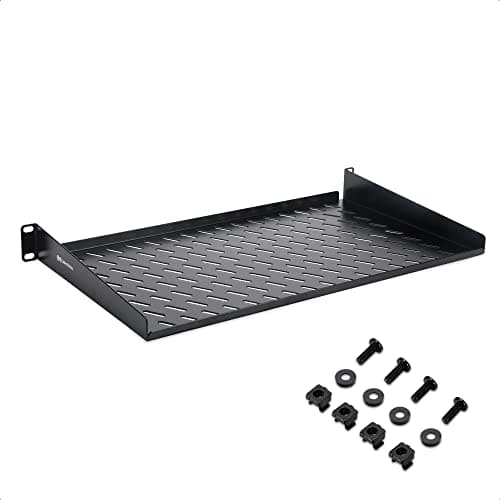 Image of Cable Matters 1U Server Rack Shelf for 19" Frame & Cabinet, 10" Depth with 55lbs Weight Capacity (Rack Mount Shelf) in Black