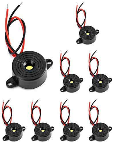 Image of QWORK® 8 Pcs Electronic buzzer , 3-24V piezoelectric buzzer 87dB , for physical circuits continuous sound electronic buzzer alarm , cable length 100mm