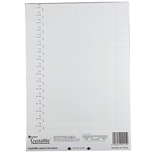 Image of Rexel Printable Inserts for 330 Lateral Suspension File Tabs, White, Crystalfile, 70676