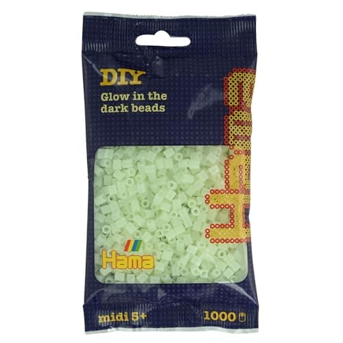 Image of Hama Beads Bag | Approx. 1000 Midi Fuse Beads | Mosaic Decoration Arts & Craft for Creative Children Ages 5+ | Glow in The Dark - Green