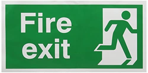 Image of SIGNSLAB E98A/S Safety Sign "Fire Exit Running Man - Right", Self-Adhesive, 150 mm x 300 mm