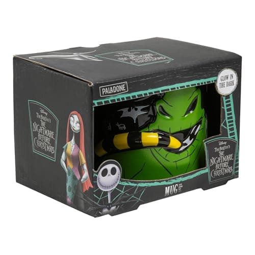 Image of Paladone Nightmare Before Christmas Oogie Boogie Glow in the Dark Ceramic 3D Sculpted Mug, Officially Licensed Disney Gifts for Coffee, Tea, Hot Chocolate