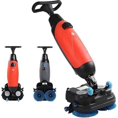 Image of Heavy-Duty Floor Scrubber Polisher Machine - Multi-Functional for Cleaning, Buffing, Scrubbing, and Polishing, Includes Solution Tank, 2 Brushes, and 2 Scouring Pads