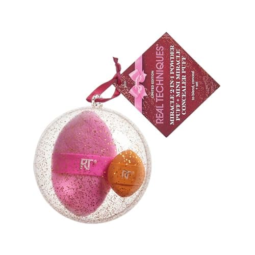 Image of Real Techniques Miracle 2-in-1 Powder Puff & Mini Miracle Concealer Puff Set, Dual-Sided Versatile Makeup Tools for Powder & Cream, Precise Coverage, Vegan, Cruelty-Free, Latex-Free Foam Technology