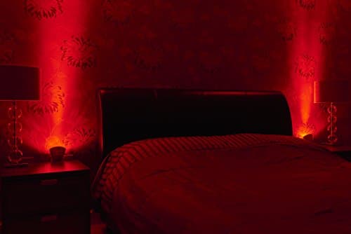 Image of Auraglow Plugin GU10 Spotlight Uplighter Wall Wash Light Plug Socket Lamp with Red Narrow Beam LED Bulb