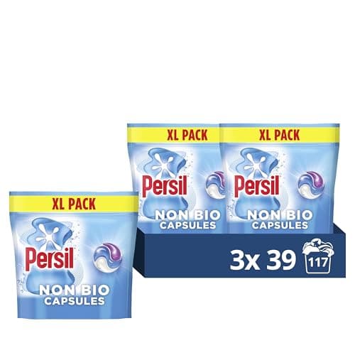 Image of Persil Non Bio 3 in 1 Washing Capsules laundry capsules gentle next to sensitive skin for outstanding stain removal in quick & cold washes 117 washes (3x 39)