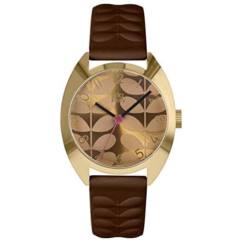 Image of Orla Kiely Unisex Adult Analogue Classic Quartz Watch with Leather Strap OK2294,Bronze