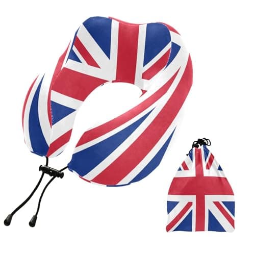 Image of Ksajwzf Travel Pillow for Neck Head England Uk British Flag,Memory Foam Neck Support Pillow Neck Cushion Union Jack for Sleeping Airplane Trains Office