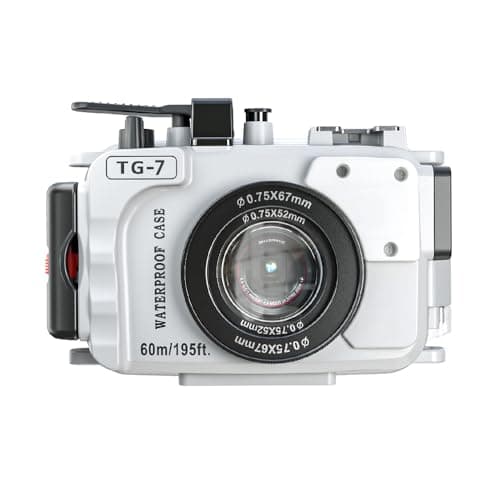 Image of YaelHelens TG-7 Underwater Camera Housing Case, 60m/195ft Waterproof, PC Material with O-Ring Seal, Compatible with Olympus OM System Tough TG-7 (White)