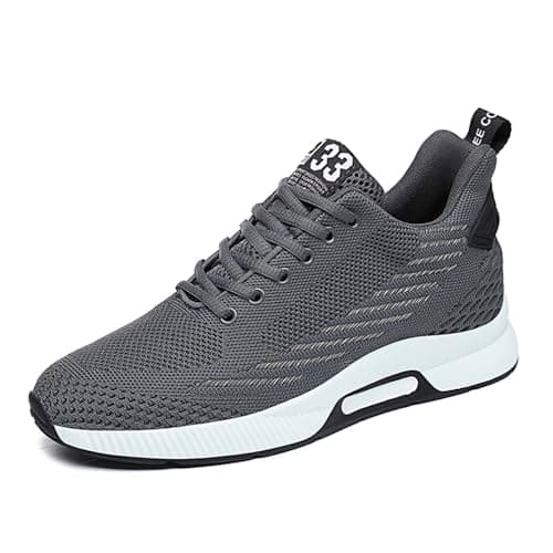 Image of Generisch 2026 Product Category Men's Trainers | Product Title 8 cm Heels Trainers Men's Casual Mesh Trainers Lightweight Breathable Lace-Up Shoes with Hidden Heel for Men, gray, 5 UK