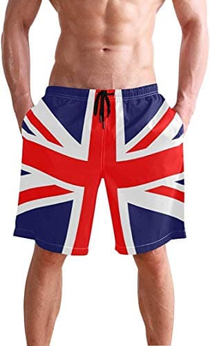 Image of Eslifey Union Jack Flag Summer Beach Shorts Men's Swim Trunks Board Short for Men,S Multi