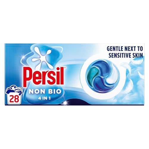 Image of Persil Non Bio 4 in 1 fast-dissolving laundry capsules, gentle next to sensitive skin while leaving laundry fresh even in quick & cold washes 28 washes