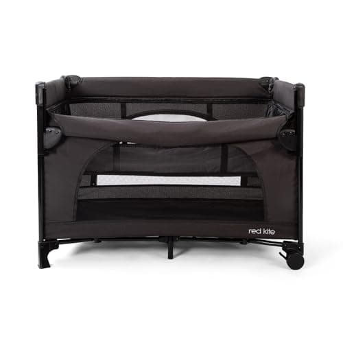 Image of Red Kite Dreamer Bedside Crib with Newborn Bassinette - Black