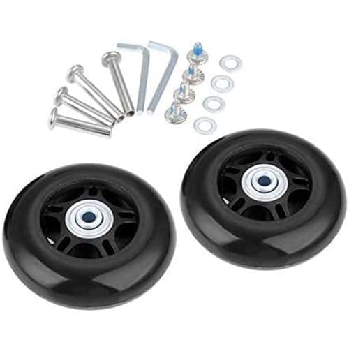 Image of Lovetao Luggage Suitcase Wheels Replacement Kit 60x18mm/2.36"x0.71" w/ABEC 608zz Inline Outdoor Skate Replacement Wheels, One Set of (2) Wheels (OD:60 W:18 ID:6 Axles:30&35 Black