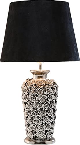 Image of KARE Design Table Lamp Rose, Silver, Ceramics Earthenware Titanium Plated, Bedside Lamp, Elegant Lighting, Room Decor, Bedroom, Living Room, Bulb not Included, 59 x 34 x 34 cm (H/W/D)
