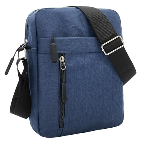 Image of VINPAM Men's Large Capacity Crossbody Shoulder Bag - Waterproof Nylon Messenger Bag with Adjustable Strap, Spacious Chest Sling Bag for Travel & Daily Use (blue)
