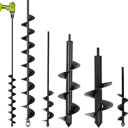 Image of SYITCUN 5 Set Auger Drill Bit for Planting,Heavy Duty Garden Auger Spiral Drill Bit Bulb Planter Tool for Planting Bedding Plants,Universal for Cordless Drill(5x80cm,9x40cm,10x30cm,4x42cm,4x22cm)