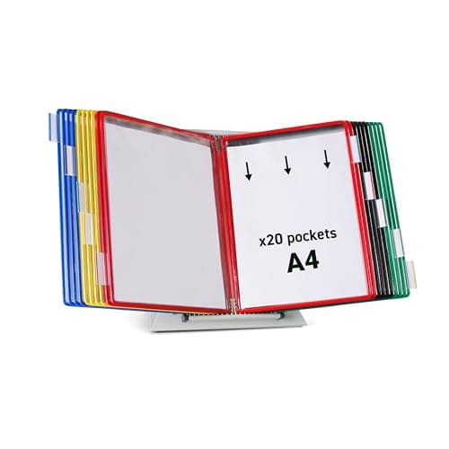 Image of Tarifold Technic Desk Display Stand with 10 Clip-on Index Tabs and 20 Pockets A4 Assorted Ref 434209