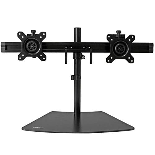 Image of StarTech.com Dual Monitor Mount - Supports Monitors 12'' to 24'' - Adjustable - VESA Monitor Stand for Desk - Low Profile Base - Horizontal - Black (ARMBARDUO)