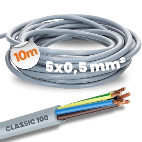 Image of 10 Metre Lapp 00100034 Ölflex Classic 100 Control Line 5 x 0.5 mm² with Green-Yellow Protective Conductor 5G0.5 mm² I 5 Core Cable I Colour Coded PVC Cable 5 Core