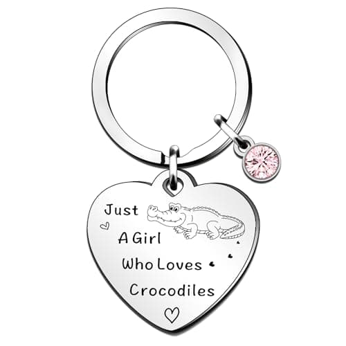 Image of QMVMV Funny Crocodile Keyring Gifts Animal Lover Gift Just A Girl Who Loves Crocodiles Crocodile Lover Gift For Women Girls, Who Loves Crocodiles Keyring