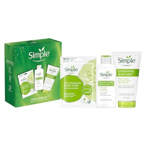 Image of Simple Gift Set Simple Clean & Fresh Regime Collection with a facial wash, a sheet mask, and a moisturiser perfect for any occasion 3 piece