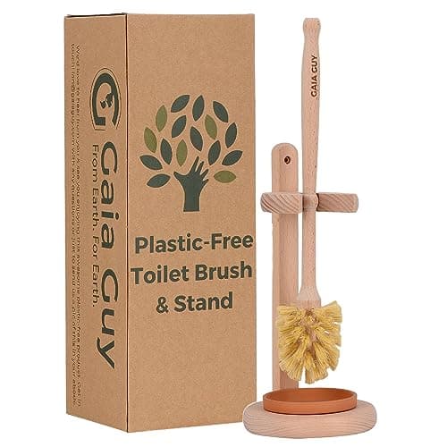 Image of Gaia Guy Beech Wood Toilet Brush - Sisal Bristles Toilet Scrubber - Natural Bristles and Wood Handle are Compostable and Biodegradable - Plastic-Free